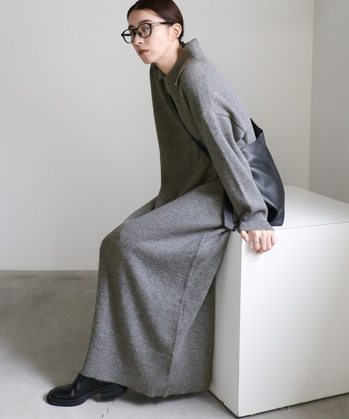 【セール】ポロニットロングワンピース（ワンピース）｜select MOCA（セレクトモカ）