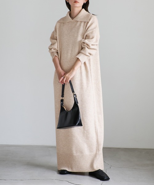 【セール】ポロニットロングワンピース（ワンピース）｜select MOCA（セレクトモカ）