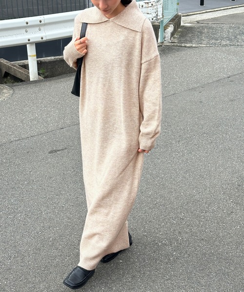 【セール】ポロニットロングワンピース（ワンピース）｜select MOCA（セレクトモカ）
