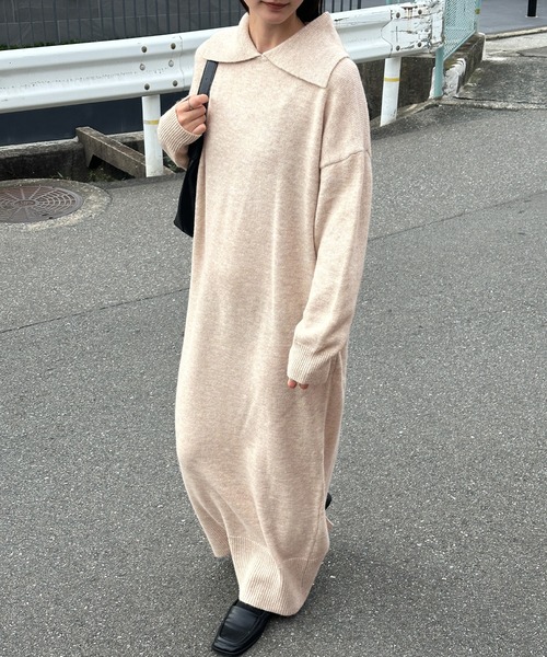 【セール】ポロニットロングワンピース（ワンピース）｜select MOCA（セレクトモカ）
