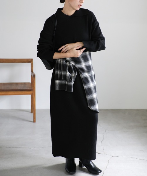 【セール】ポロニットロングワンピース（ワンピース）｜select MOCA（セレクトモカ）