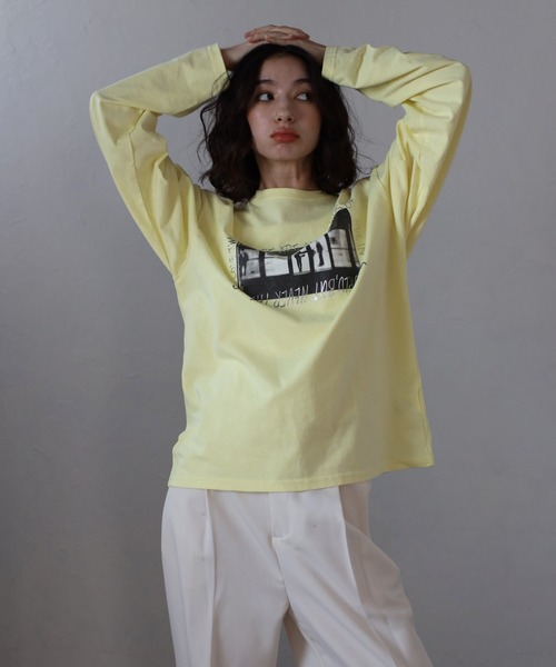 オーバーサイズフォト箔ロゴロンT（Tシャツ/カットソー