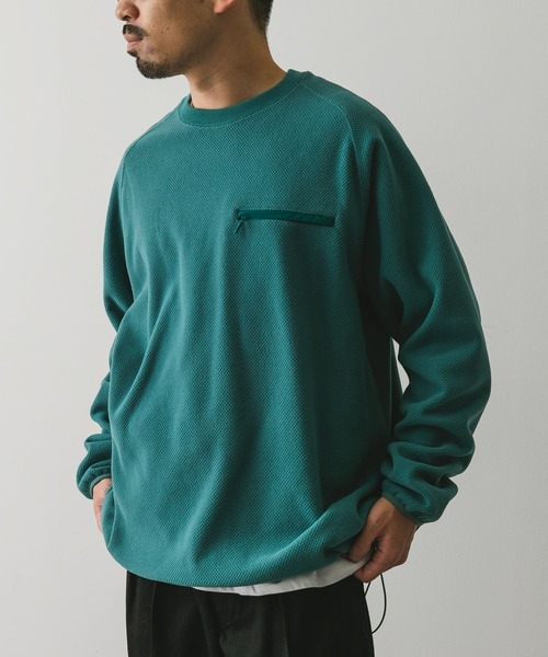URBAN RESEARCH DOORS（アーバンリサーチドアーズ）の「『UR TECH』ピケフリース プルオーバー（Tシャツ/カットソー・メンズ・ブラック/オフホワイト/グリーン系その他・LARGE/MEDIUM）」の3枚目の写真