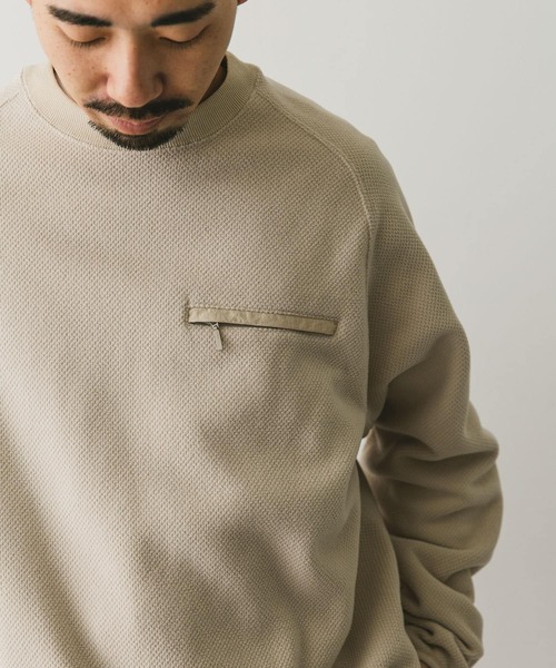 URBAN RESEARCH DOORS（アーバンリサーチドアーズ）の「『UR TECH』ピケフリース プルオーバー（Tシャツ/カットソー・メンズ・ブラック/オフホワイト/グリーン系その他・LARGE/MEDIUM）」の7枚目の写真