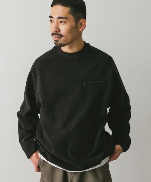 URBAN RESEARCH DOORS（アーバンリサーチドアーズ）の「『UR TECH』ピケフリース プルオーバー（Tシャツ/カットソー・メンズ・ブラック/オフホワイト/グリーン系その他・LARGE/MEDIUM）」の10枚目の写真