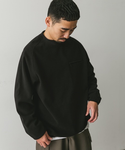 URBAN RESEARCH DOORS（アーバンリサーチドアーズ）の「『UR TECH』ピケフリース プルオーバー（Tシャツ/カットソー・メンズ・ブラック/オフホワイト/グリーン系その他・LARGE/MEDIUM）」の11枚目の写真