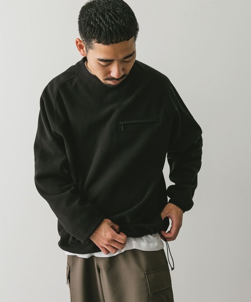 URBAN RESEARCH DOORS（アーバンリサーチドアーズ）の「『UR TECH』ピケフリース プルオーバー（Tシャツ/カットソー・メンズ・ブラック/オフホワイト/グリーン系その他・LARGE/MEDIUM）」の12枚目の写真