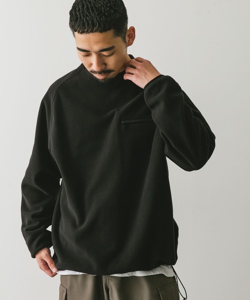 URBAN RESEARCH DOORS（アーバンリサーチドアーズ）の「『UR TECH』ピケフリース プルオーバー（Tシャツ/カットソー・メンズ・ブラック/オフホワイト/グリーン系その他・LARGE/MEDIUM）」の13枚目の写真