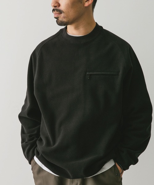 URBAN RESEARCH DOORS（アーバンリサーチドアーズ）の「『UR TECH』ピケフリース プルオーバー（Tシャツ/カットソー・メンズ・ブラック/オフホワイト/グリーン系その他・LARGE/MEDIUM）」の14枚目の写真