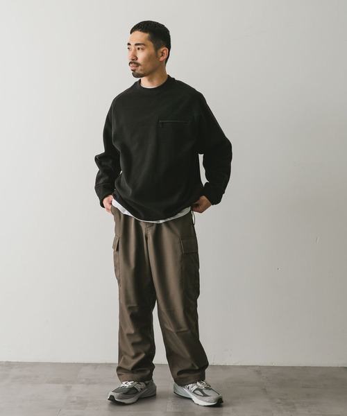 URBAN RESEARCH DOORS（アーバンリサーチドアーズ）の「『UR TECH』ピケフリース プルオーバー（Tシャツ/カットソー・メンズ・ブラック/オフホワイト/グリーン系その他・LARGE/MEDIUM）」の16枚目の写真