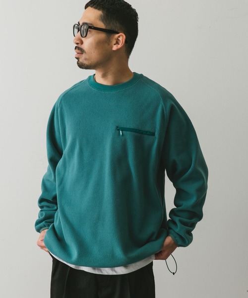 URBAN RESEARCH DOORS（アーバンリサーチドアーズ）の「『UR TECH』ピケフリース プルオーバー（Tシャツ/カットソー・メンズ・ブラック/オフホワイト/グリーン系その他・LARGE/MEDIUM）」の18枚目の写真