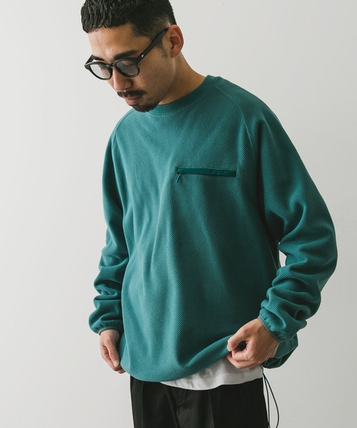URBAN RESEARCH DOORS（アーバンリサーチドアーズ）の「『UR TECH』ピケフリース プルオーバー（Tシャツ/カットソー・メンズ・ブラック/オフホワイト/グリーン系その他・LARGE/MEDIUM）」の19枚目の写真