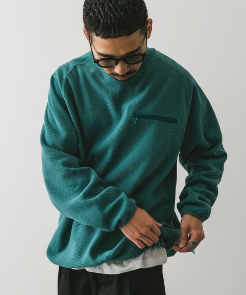 URBAN RESEARCH DOORS（アーバンリサーチドアーズ）の「『UR TECH』ピケフリース プルオーバー（Tシャツ/カットソー・メンズ・ブラック/オフホワイト/グリーン系その他・LARGE/MEDIUM）」の20枚目の写真