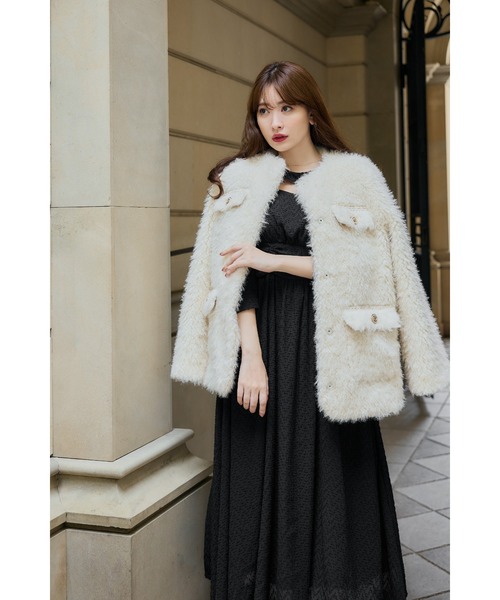 Royal Faux Fur Coat（ノーカラーコート）｜Her lip to（ハーリップ