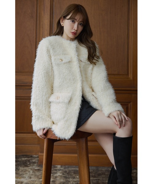 ❤️ハーリップトゥHer lip toアルパカ　ウールモヘアコートherlipto herlipto 【𝖭𝖤𝖶 𝖢𝖮𝖫𝖮𝖱】 🏷️Winter Love Faux Fur Coat