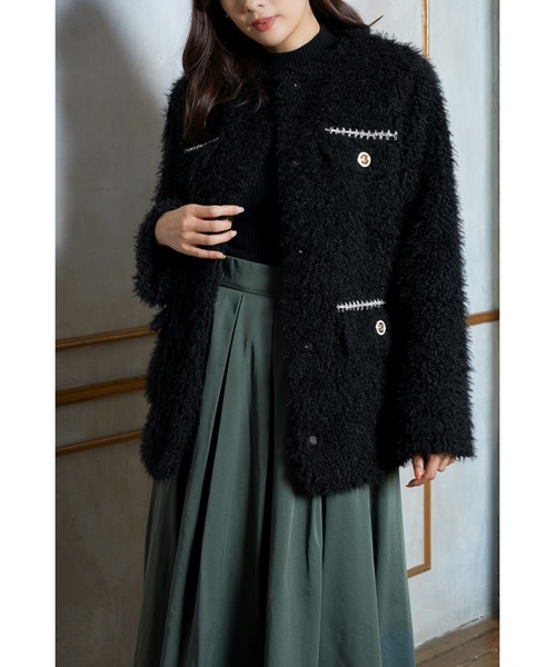 Royal Faux Fur Coat（ノーカラーコート）｜Her lip to（ハーリップ