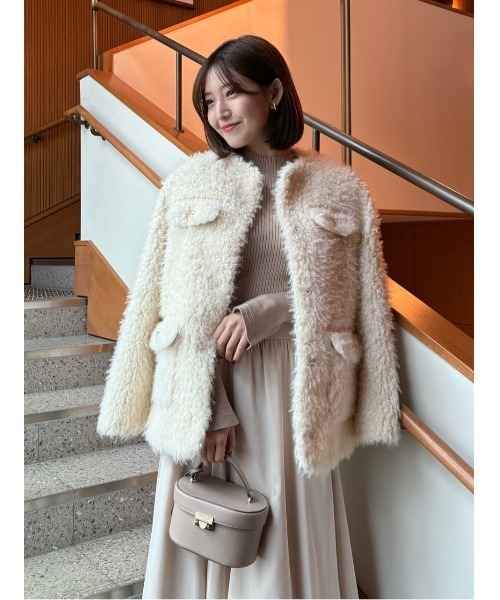 Royal Faux Fur Coat（ノーカラーコート）｜Her lip to（ハーリップ