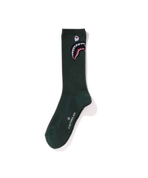 A BATHING APE(アベイシングエイプ)の「SHARK SOCKS(ソックス/靴下・メンズ・ブラック/ホワイト/グリーン/パープル・LARGE/MEDIUM)」の3枚目の写真