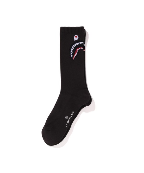 A BATHING APE(アベイシングエイプ)の「SHARK SOCKS(ソックス/靴下・メンズ・ブラック/ホワイト/グリーン/パープル・LARGE/MEDIUM)」の2枚目の写真