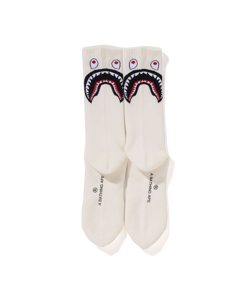 A BATHING APE(アベイシングエイプ)の「SHARK SOCKS(ソックス/靴下・メンズ・ブラック/ホワイト/グリーン/パープル・LARGE/MEDIUM)」の5枚目の写真