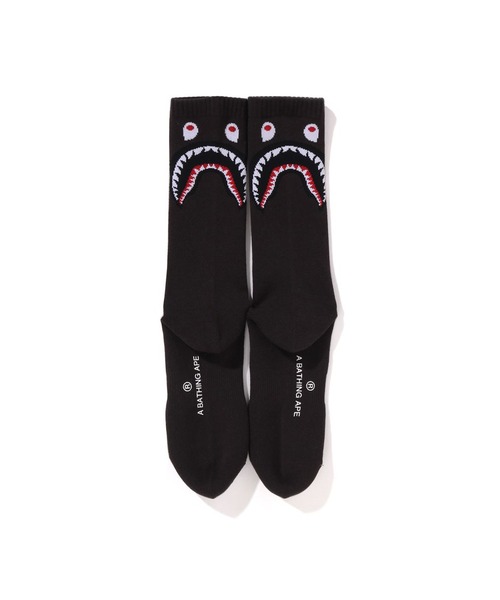 A BATHING APE(アベイシングエイプ)の「SHARK SOCKS(ソックス/靴下・メンズ・ブラック/ホワイト/グリーン/パープル・LARGE/MEDIUM)」の6枚目の写真