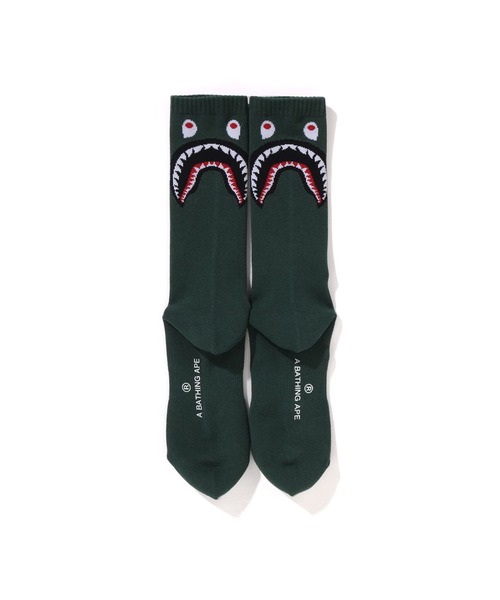 A BATHING APE(アベイシングエイプ)の「SHARK SOCKS(ソックス/靴下・メンズ・ブラック/ホワイト/グリーン/パープル・LARGE/MEDIUM)」の7枚目の写真