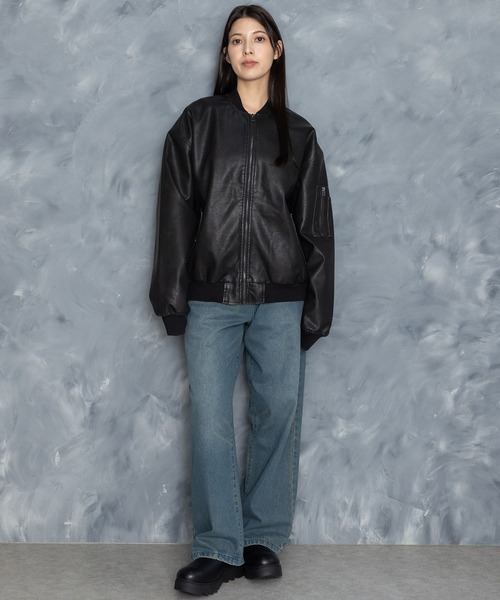 Starting Over（スターティングオーバー）の「Vintage-like synthetic leather MA-1 blouson/ヴィンテージライク PUレザー MA-1 ブルゾン（MA-1・メンズ・ブラック/ブラウン系その他/ブラック系その他/ブラウン・M/L/XL）」の22枚目の写真