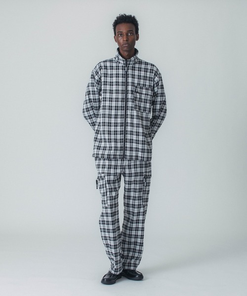 926 新品タグ付き　SILAS ブラウス　大きいサイズ　ユニセックス　白 セール】FULL ZIP PLAID SHIRT（シャツ/ブラウス）｜SILAS