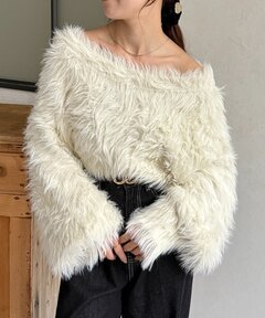 ánuans オフホワイトファーベスト アニュアンス ショートファーベスト