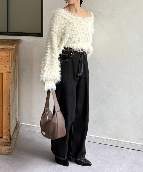 Thevon（ゼボン）の「ショート丈ボリュームシャギーニット（ニット/セーター・レディース・ベージュ/チャコールグレー/アイボリー・FREE）」の11枚目の写真