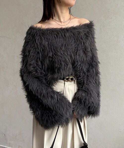 Thevon（ゼボン）の「ショート丈ボリュームシャギーニット（ニット/セーター・レディース・ベージュ/チャコールグレー/アイボリー・FREE）」の17枚目の写真