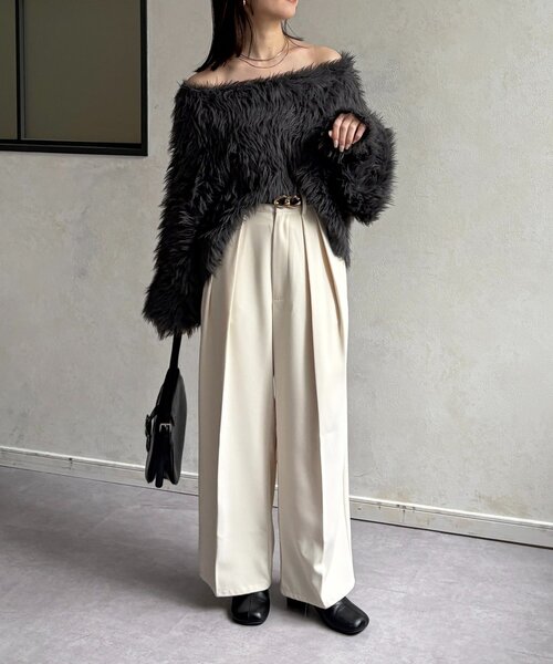 Thevon（ゼボン）の「ショート丈ボリュームシャギーニット（ニット/セーター・レディース・ベージュ/チャコールグレー/アイボリー・FREE）」の18枚目の写真