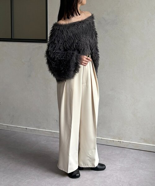 Thevon（ゼボン）の「ショート丈ボリュームシャギーニット（ニット/セーター・レディース・ベージュ/チャコールグレー/アイボリー・FREE）」の21枚目の写真