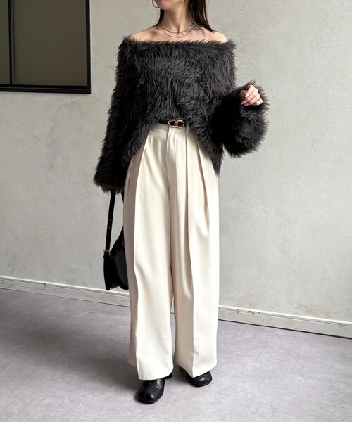 Thevon（ゼボン）の「ショート丈ボリュームシャギーニット（ニット/セーター・レディース・ベージュ/チャコールグレー/アイボリー・FREE）」の22枚目の写真