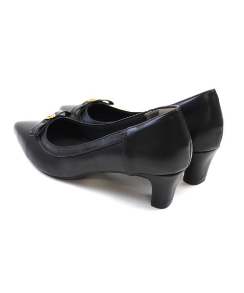 VIVIAN（ヴィヴィアン）の「履きごこちやみつき感激 ポインテッドトゥパールリボン5cmヒールパンプス（パンプス・レディース・ブラック×ブラック/ブラック系その他2/ホワイト×ホワイト・21.5/22/22.5/23/23.5/24/24.5/25/25.5/26）」の12枚目の写真