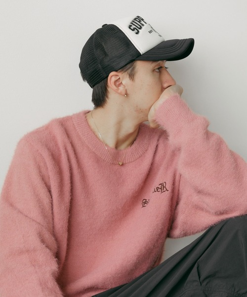 ピンク 90 Cross Logo Mesh Cap MARK&LONA - IRON SKULL TRUCKER CAP / ミニパイル生地 アイアン