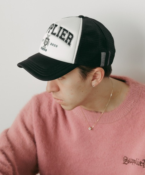SUPPLIER（サプライヤー）の「SUPPLIER/サプライヤー Cross College Logo Mesh Cap カレッジロゴメッシュキャップ（キャップ・メンズ・ブラック・FREE）」の9枚目の写真
