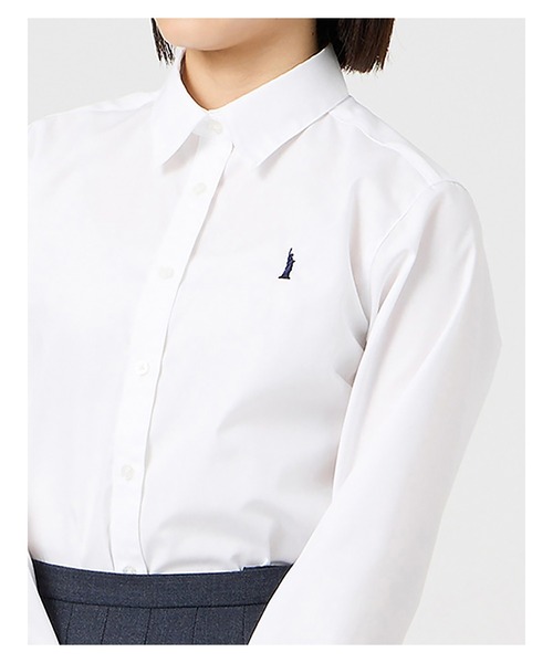 EASTBOY(イーストボーイ)の「シャツ 長袖 ブラウス 女子 通学 制服 学生服 中学生 高校生 スクール(シャツ/ブラウス・キッズ・ホワイト×ネイビー/ホワイト×ライトピンク/ホワイト×ブルー・7号/9号/11号/13号)」の9枚目の写真