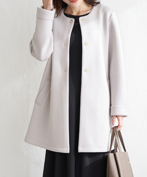 ikka｜ダンボールニットノーカラーコート | Rakuten Fashion