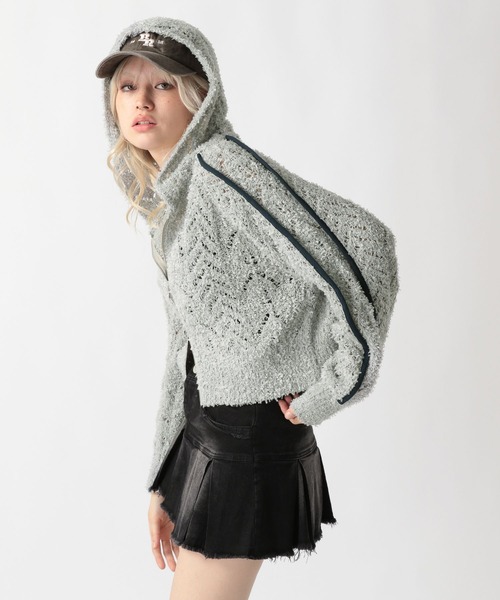 FOREVER 21(フォーエバー トゥエンティーワン)の「【2025SS】ダブルZIPモコモコニットブルゾン(カーディガン/ボレロ・レディース・グレー/オフホワイト/ブラック・FREE)」の3枚目の写真