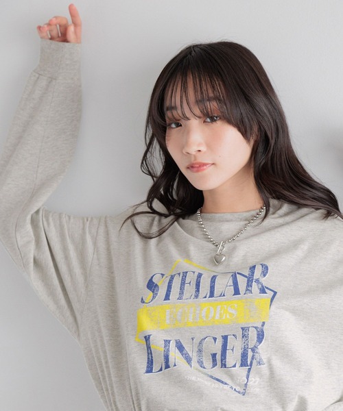 LOWRYS FARM(ローリーズファーム)の「カコウプリントTLS291616(Tシャツ/カットソー・レディース・オフホワイト/グレー/チャコールグレー/アイボリー・FREE)」の5枚目の写真