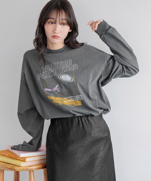 LOWRYS FARM(ローリーズファーム)の「カコウプリントTLS291616(Tシャツ/カットソー・レディース・オフホワイト/グレー/チャコールグレー/アイボリー・FREE)」の11枚目の写真