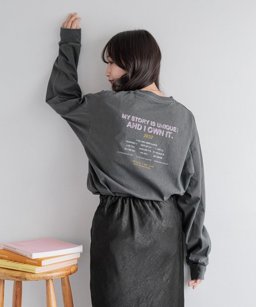 LOWRYS FARM(ローリーズファーム)の「カコウプリントTLS291616(Tシャツ/カットソー・レディース・オフホワイト/グレー/チャコールグレー/アイボリー・FREE)」の12枚目の写真