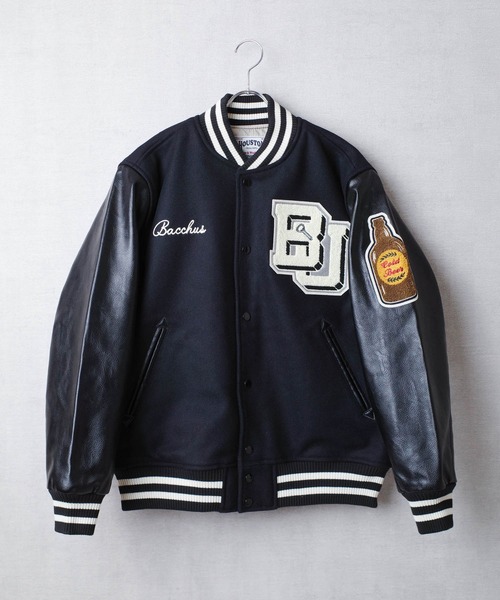 HOUSTON（ヒューストン）の「【T7】【HOUSTON】MELTON AWARD JACKET（BEER）/ メルトン アワード ジャケット ビール 51274（スタジャン・メンズ・ブラック/オリーブドラブ/マルーン・MEDIUM/LARGE/X-LARGE/XX-LARGE）」の2枚目の写真