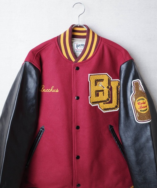 HOUSTON（ヒューストン）の「【T7】【HOUSTON】MELTON AWARD JACKET（BEER）/ メルトン アワード ジャケット ビール 51274（スタジャン・メンズ・ブラック/オリーブドラブ/マルーン・MEDIUM/LARGE/X-LARGE/XX-LARGE）」の5枚目の写真