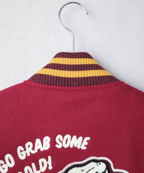 HOUSTON（ヒューストン）の「【T7】【HOUSTON】MELTON AWARD JACKET（BEER）/ メルトン アワード ジャケット ビール 51274（スタジャン・メンズ・ブラック/オリーブドラブ/マルーン・MEDIUM/LARGE/X-LARGE/XX-LARGE）」の11枚目の写真