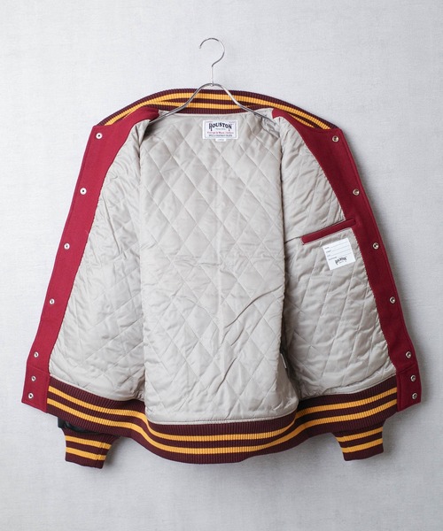 HOUSTON（ヒューストン）の「【T7】【HOUSTON】MELTON AWARD JACKET（BEER）/ メルトン アワード ジャケット ビール 51274（スタジャン・メンズ・ブラック/オリーブドラブ/マルーン・MEDIUM/LARGE/X-LARGE/XX-LARGE）」の12枚目の写真