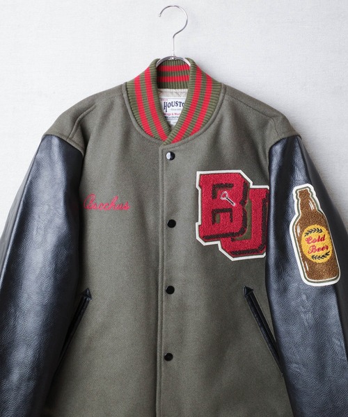 HOUSTON（ヒューストン）の「【T7】【HOUSTON】MELTON AWARD JACKET（BEER）/ メルトン アワード ジャケット ビール 51274（スタジャン・メンズ・ブラック/オリーブドラブ/マルーン・MEDIUM/LARGE/X-LARGE/XX-LARGE）」の18枚目の写真