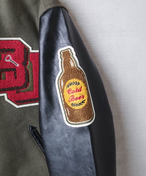 HOUSTON（ヒューストン）の「【T7】【HOUSTON】MELTON AWARD JACKET（BEER）/ メルトン アワード ジャケット ビール 51274（スタジャン・メンズ・ブラック/オリーブドラブ/マルーン・MEDIUM/LARGE/X-LARGE/XX-LARGE）」の19枚目の写真