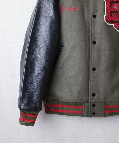 HOUSTON（ヒューストン）の「【T7】【HOUSTON】MELTON AWARD JACKET（BEER）/ メルトン アワード ジャケット ビール 51274（スタジャン・メンズ・ブラック/オリーブドラブ/マルーン・MEDIUM/LARGE/X-LARGE/XX-LARGE）」の20枚目の写真